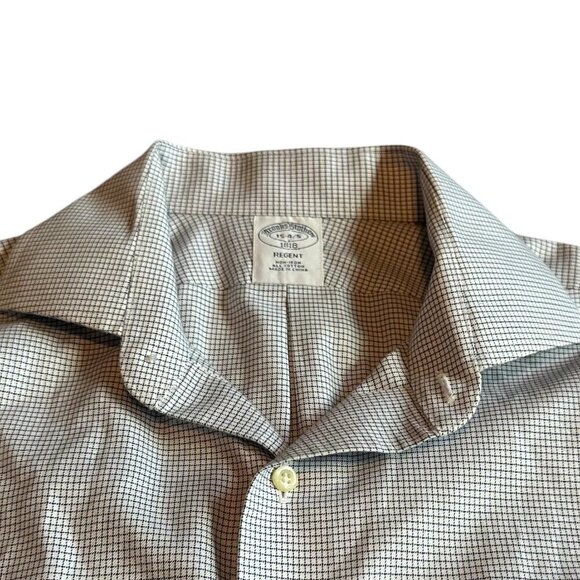 Brooks Brothers Regent Button-Down Dress Shirt White Check Print Size 15 Men's - Picture 2 of 11